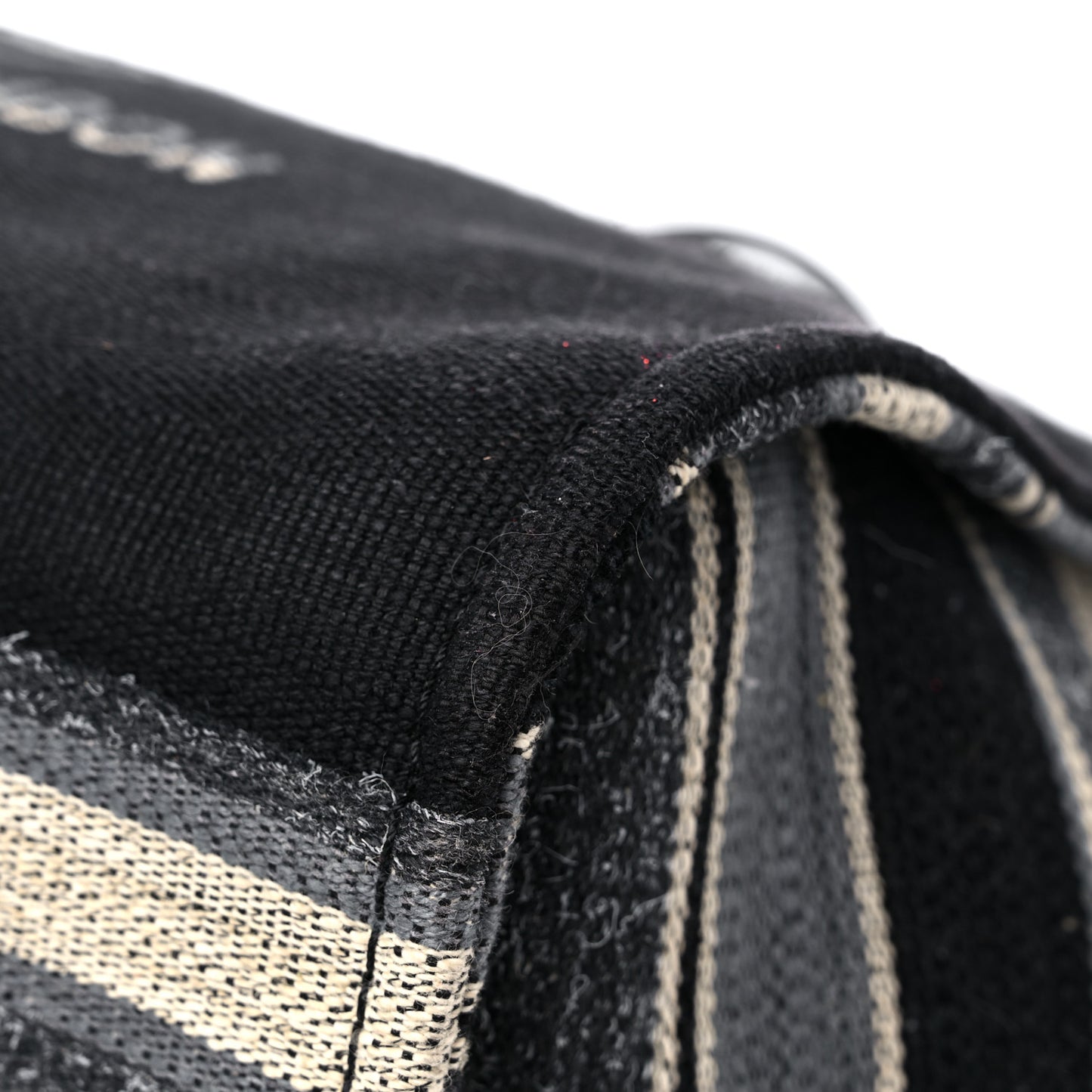 Striped Canvas Medium Deauville Tote Grey Black
