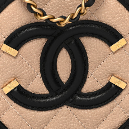 Chanel Caviar Quilted Round Filigree Crossbody Beige Black 8 of 11