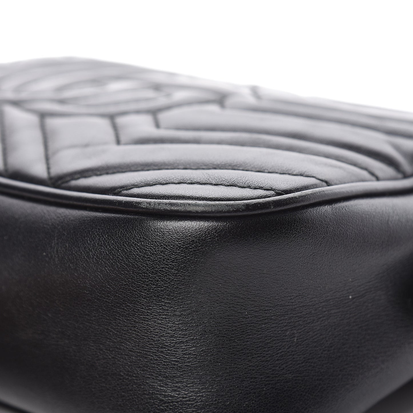 Calfskin Matelasse Small GG Marmont Chain Shoulder Bag Black