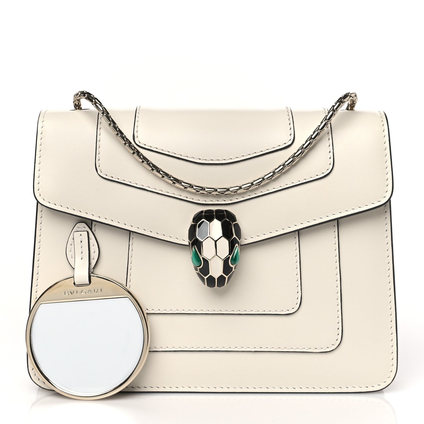 Calfskin Small Serpenti Forever Snake Strap Crossbody Bag White Agate