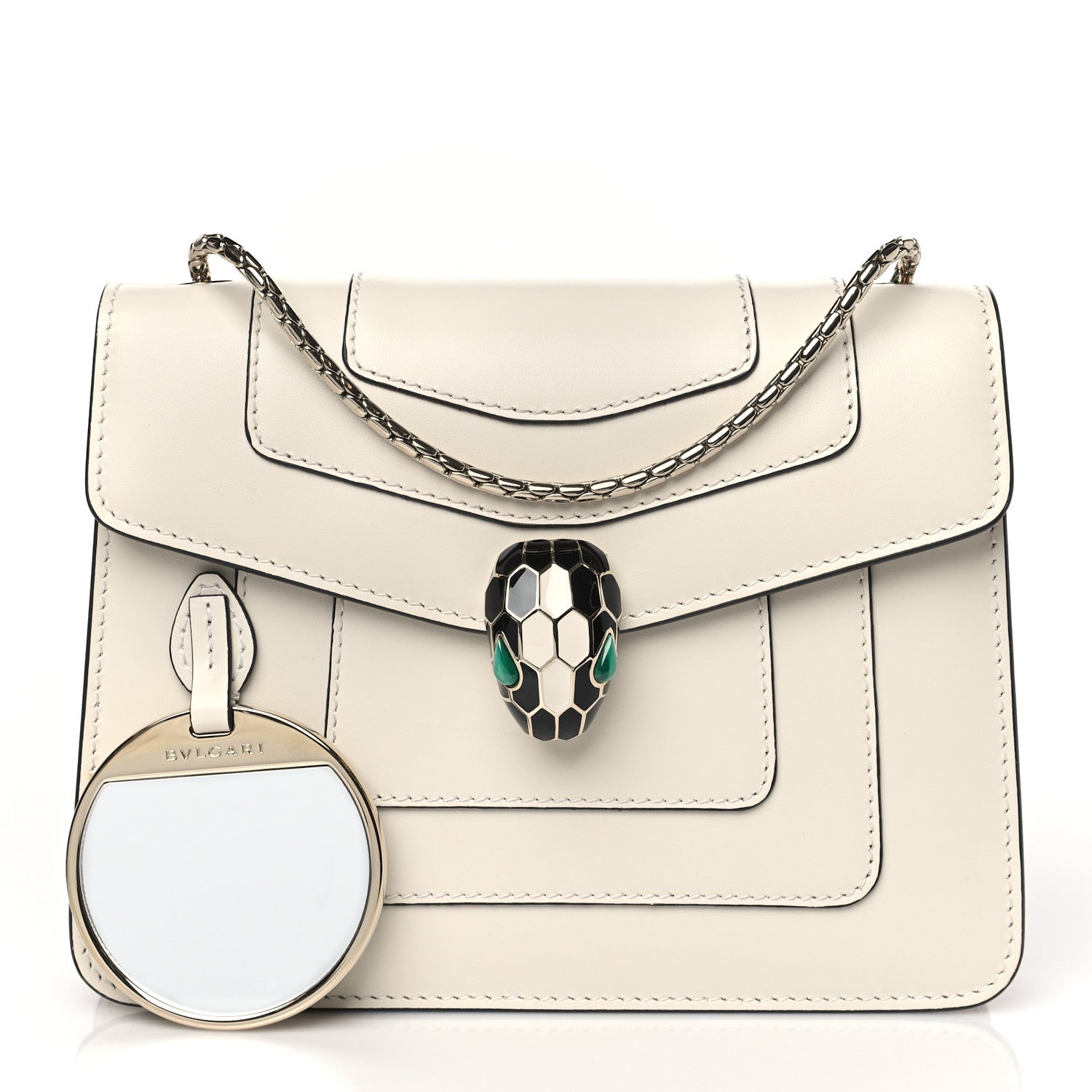 Bulgari Calfskin Small Serpenti Forever Snake Strap Crossbody Bag White Agate 3 of 10
