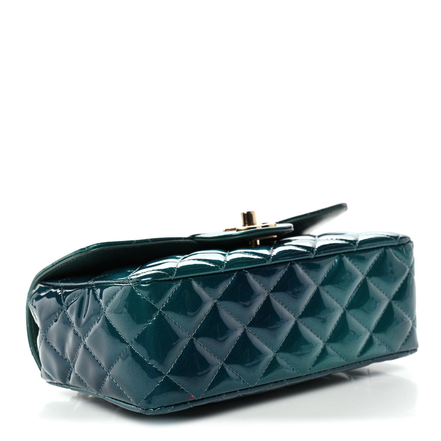 Chanel Shaded Patent Calfskin Quilted Mini Rectangular Flap Green Blue 4 of 11
