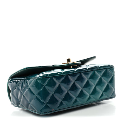 Chanel Shaded Patent Calfskin Quilted Mini Rectangular Flap Green Blue 4 of 11
