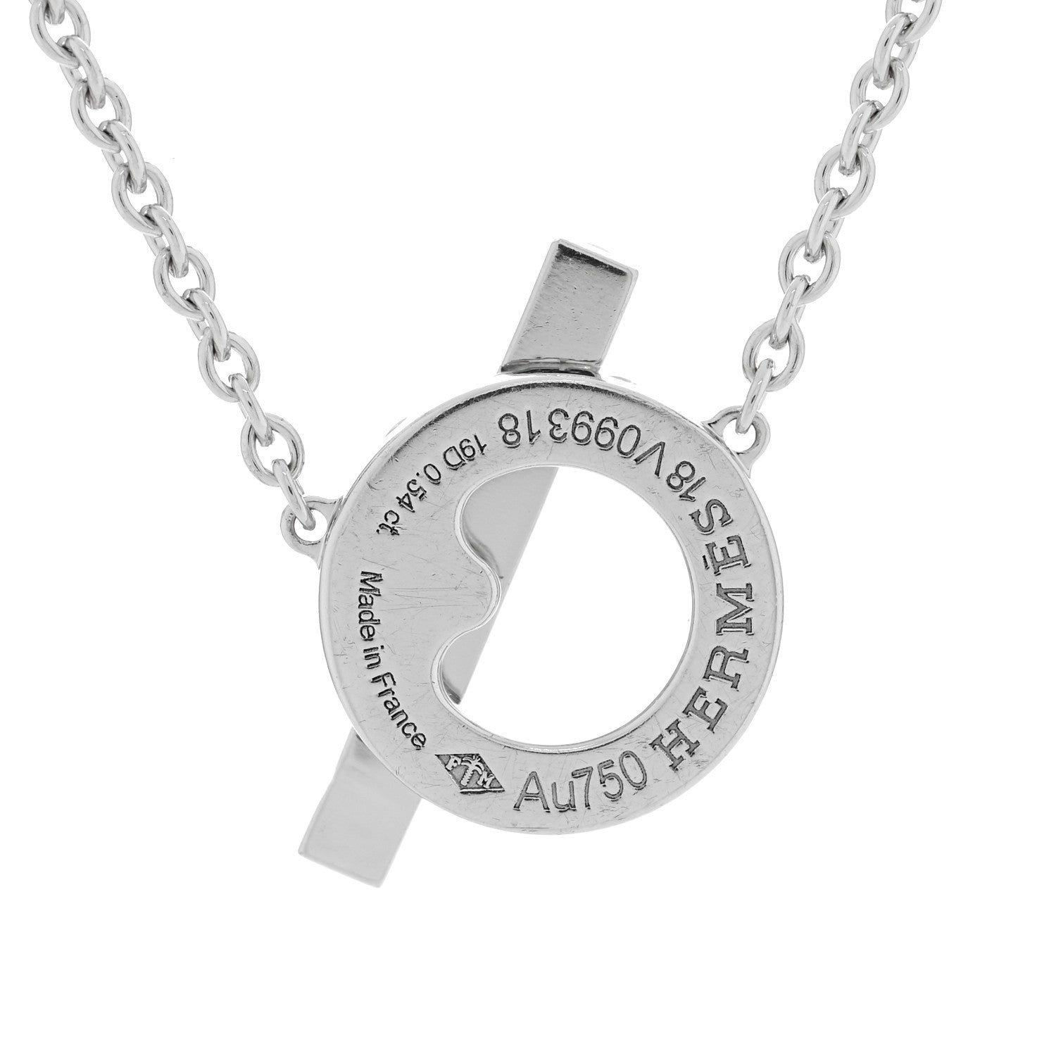 Hermes 18K White Gold Diamond Finesse Pendant Necklace 5 of 5
