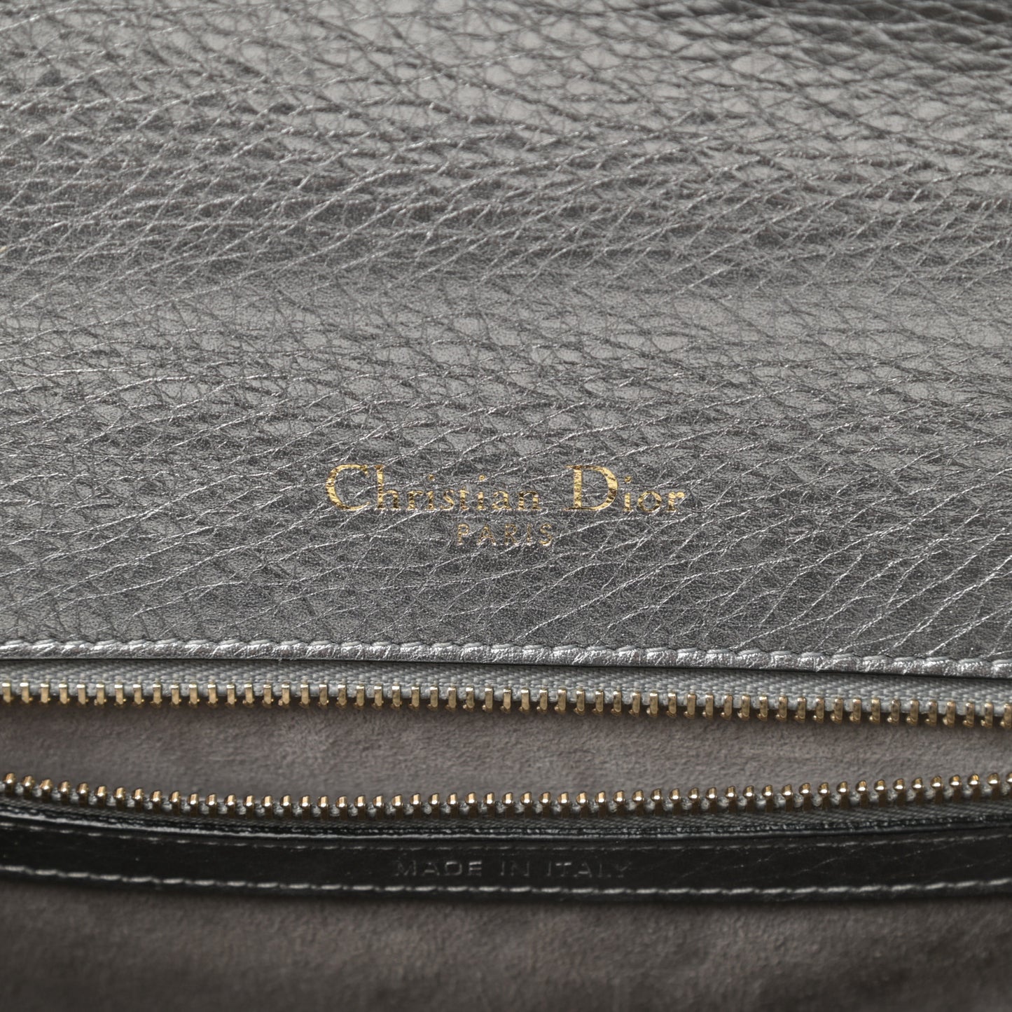 Metallic Grained Calfskin Medium Diorama Flap Bag Silver