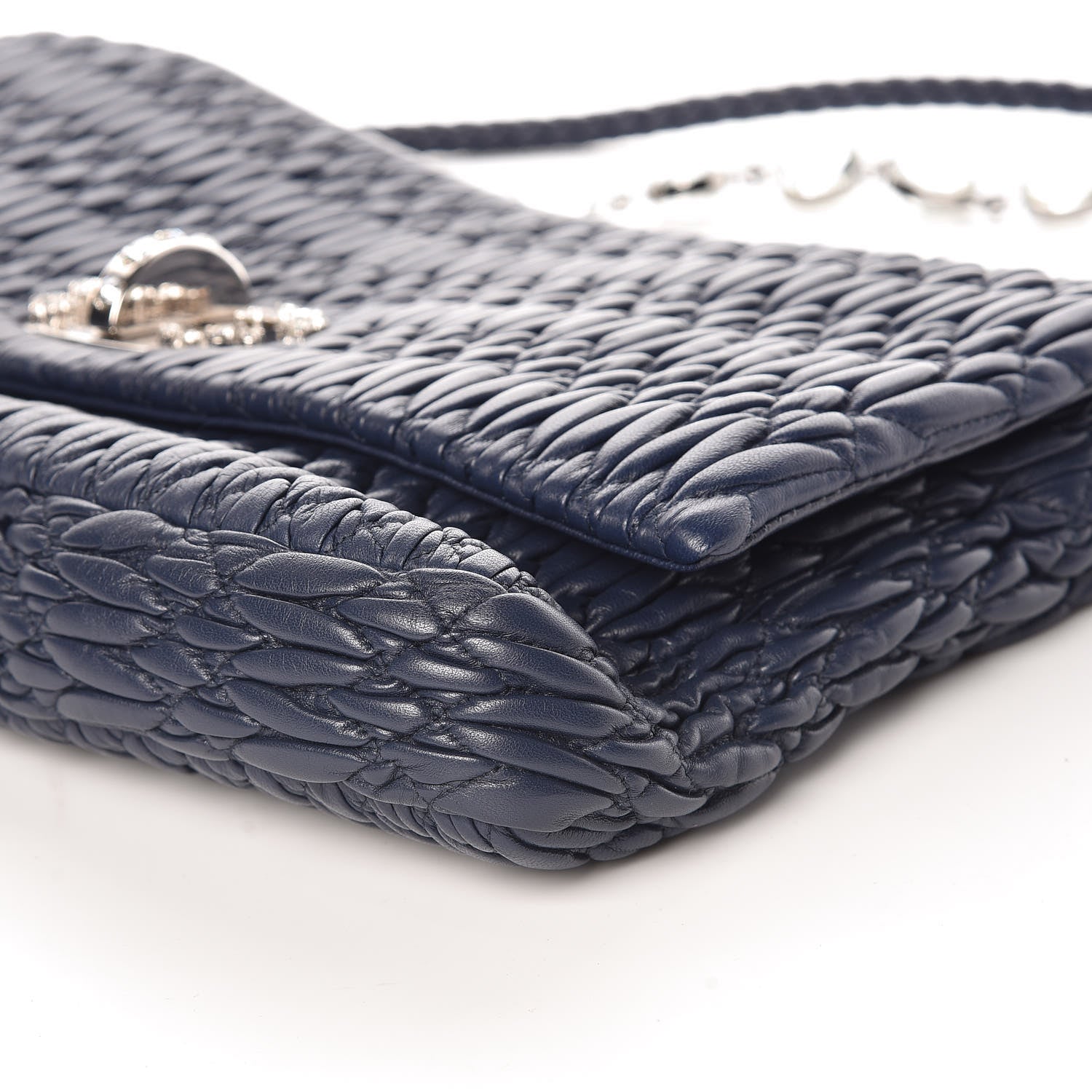 Miu Miu Nappa Matelasse Crystal Flap Clutch Bleuette 8 of 8