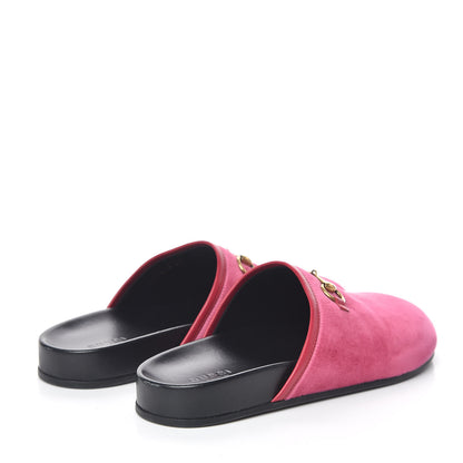 Gucci Softy Velvet Malaga Kid Womens Horsebit River Slippers 37 Light Raspberry Rose 4 of 10