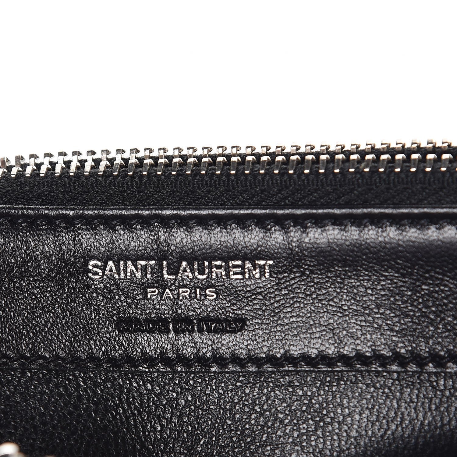 Saint Laurent Satin Chevron Monogram Envelope Chain Wallet Black 6 of 6