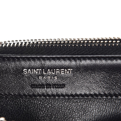 Saint Laurent Satin Chevron Monogram Envelope Chain Wallet Black 6 of 6