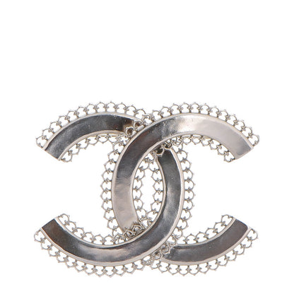 Chanel Large Scalloped CC Brooch Silver 1 of 5