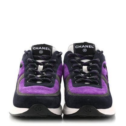 Chanel Suede Calfskin CC Sneakers 40 Purple Navy Black 2 of 12
