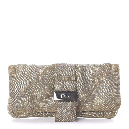 Christian Dior Beaded Fabric Flap Clutch Beige 1 of 10