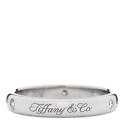 Tiffany Platinum Diamond 3mm Notes Ring 49 5 3 of 5