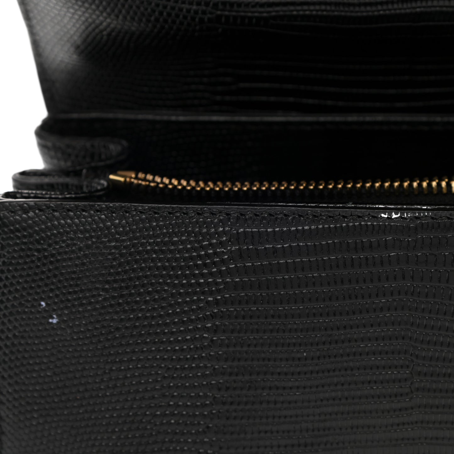 Iguana Calfskin Embossed Mini Welcome Crossbody Bag Black