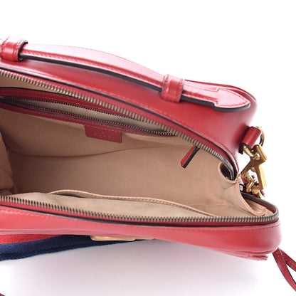 Gucci Calfskin Matelasse Sylvie Web Small GG Marmont Top Handle Shoulder Bag Hibiscus Red 5 of 13