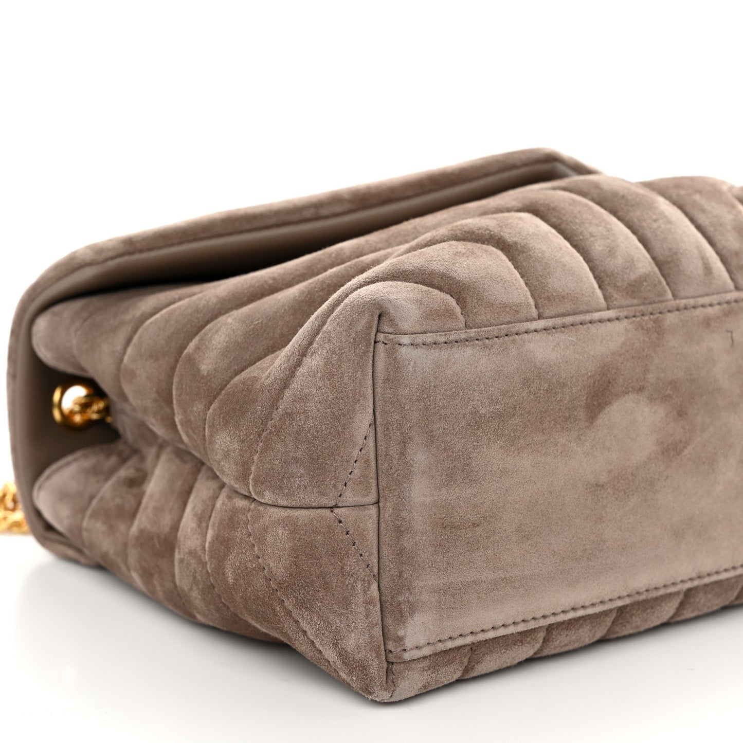 Suede Calfskin Y Quilted Monogram Small Loulou Chain Satchel Taupe