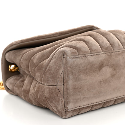Saint Laurent Suede Calfskin Y Quilted Monogram Small Loulou Chain Satchel Taupe 9 of 11