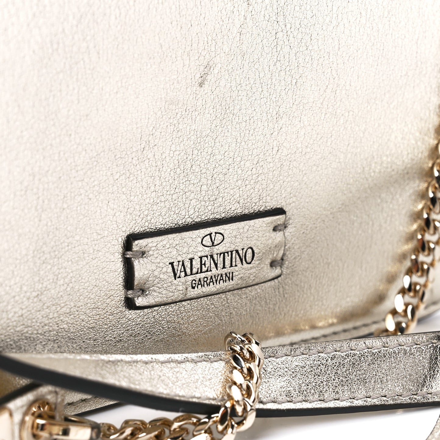 Metallic Calfskin Small VSling Shoulder Bag Silver