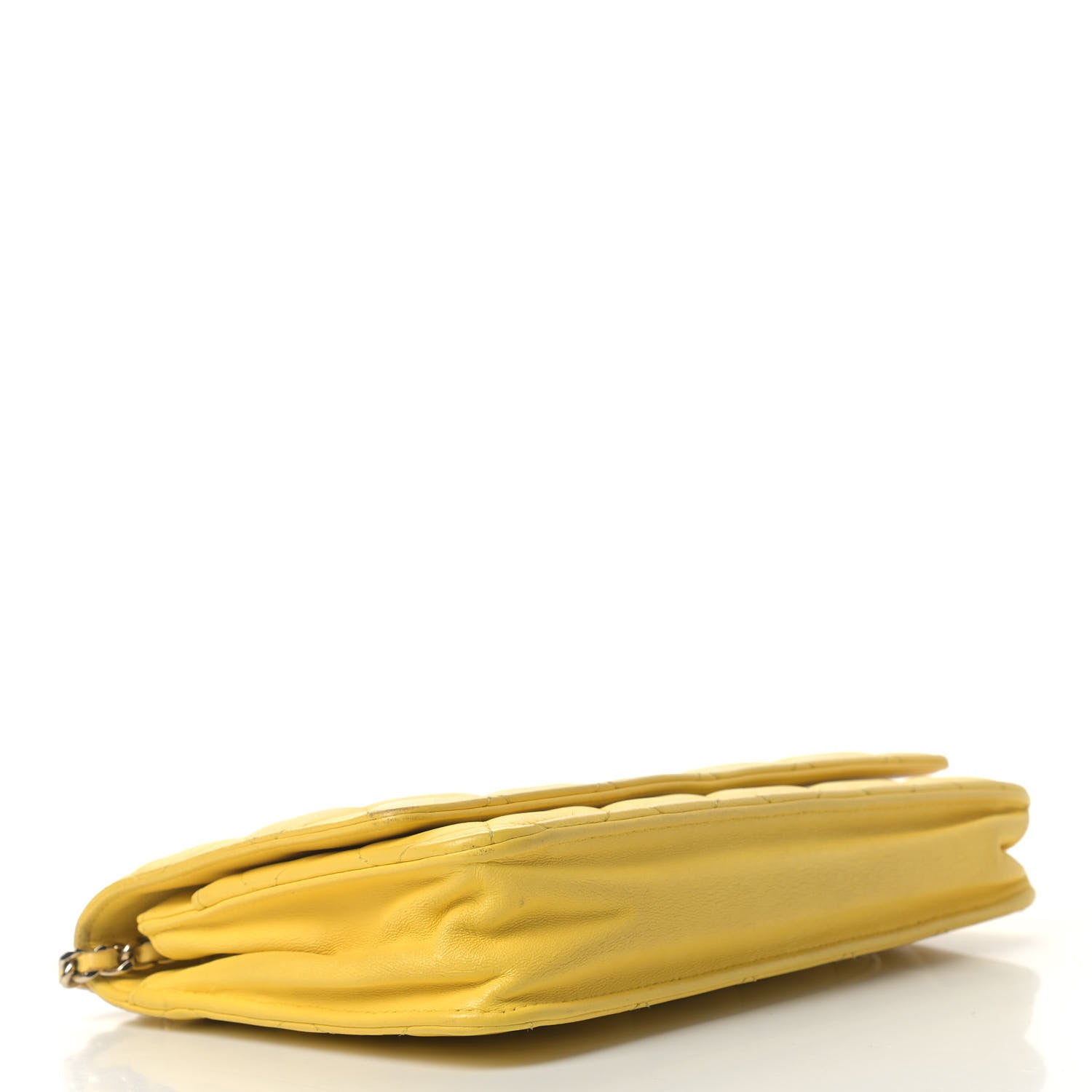 Chanel Lambskin Quilted Wallet on Chain WOC Yellow 3 of 13