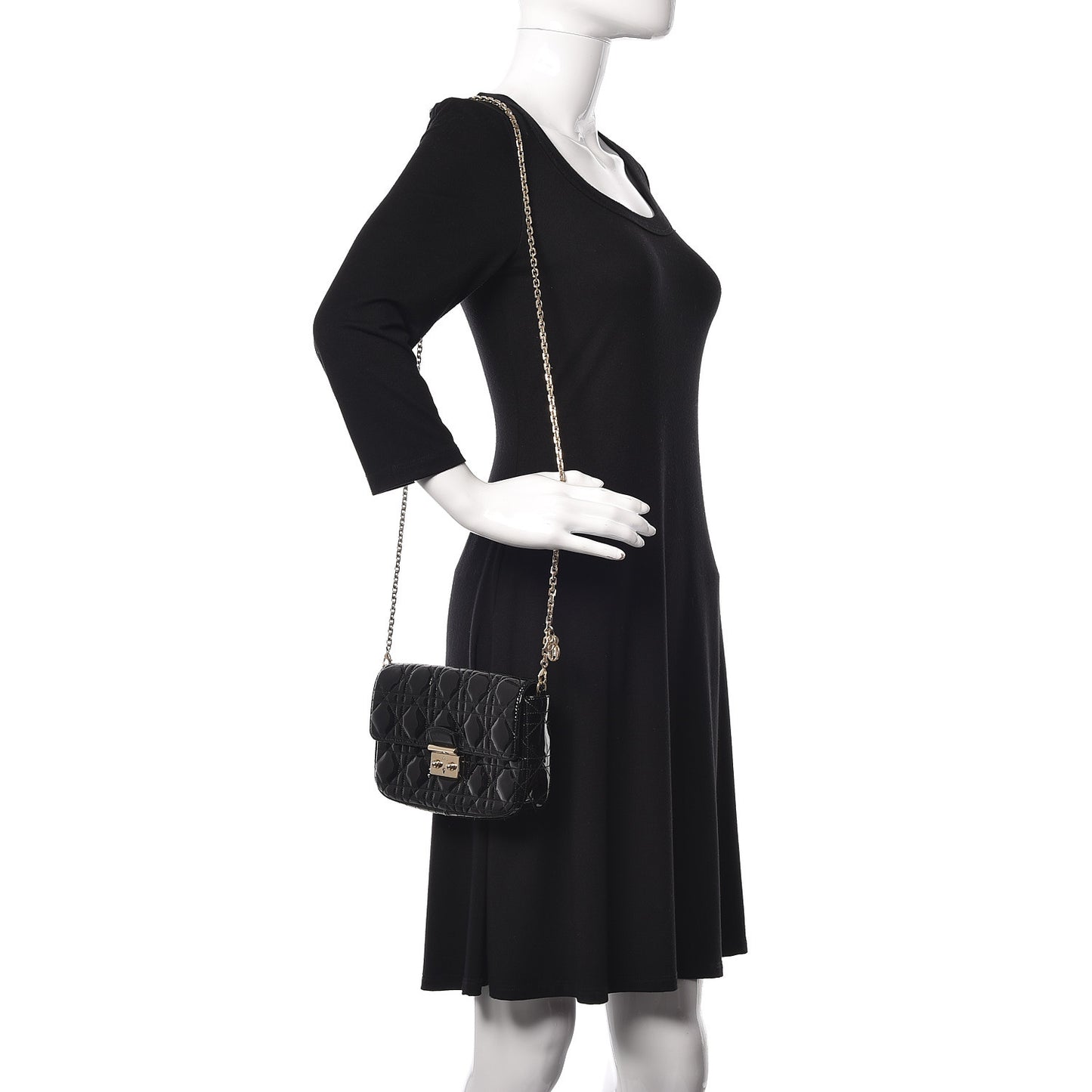 Patent Cannage Miss Dior Promenade Pouch Black
