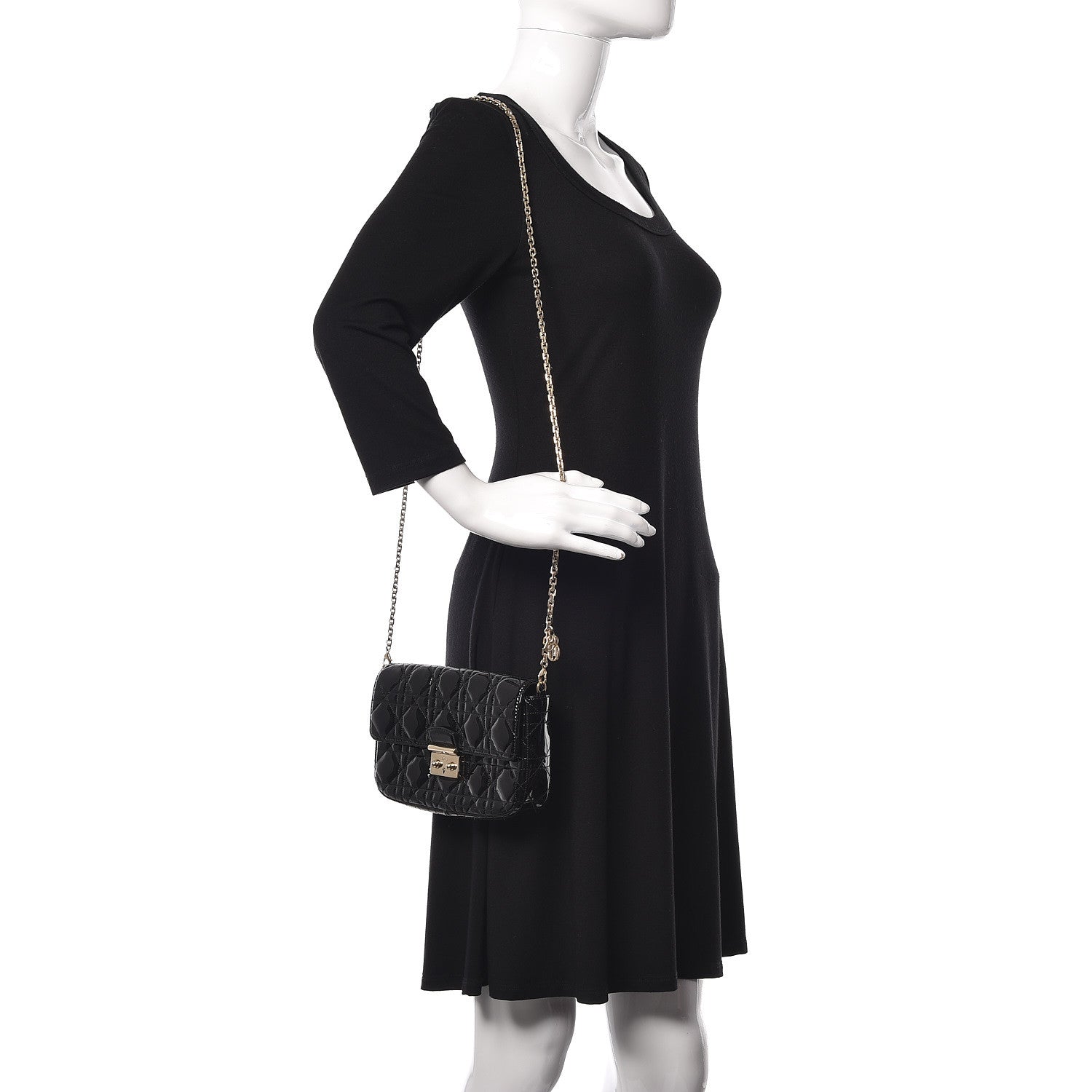 Christian Dior Patent Cannage Miss Dior Promenade Pouch Black 2 of 13