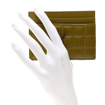 Saint Laurent Lambskin Quilted Cassandre Credit Card Case Olive Drab 2 of 6