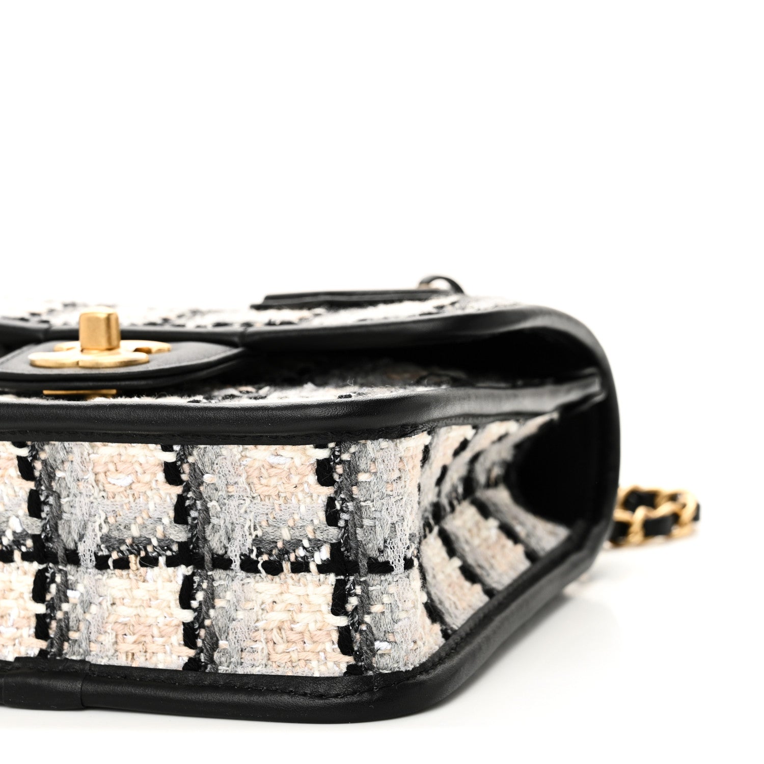 Chanel Tweed Calfskin School Memory Mini Top Handle Flap Ecru Grey Beige Black 10 of 11