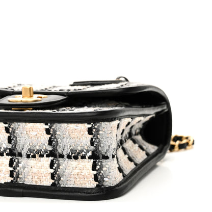 Chanel Tweed Calfskin School Memory Mini Top Handle Flap Ecru Grey Beige Black 10 of 11