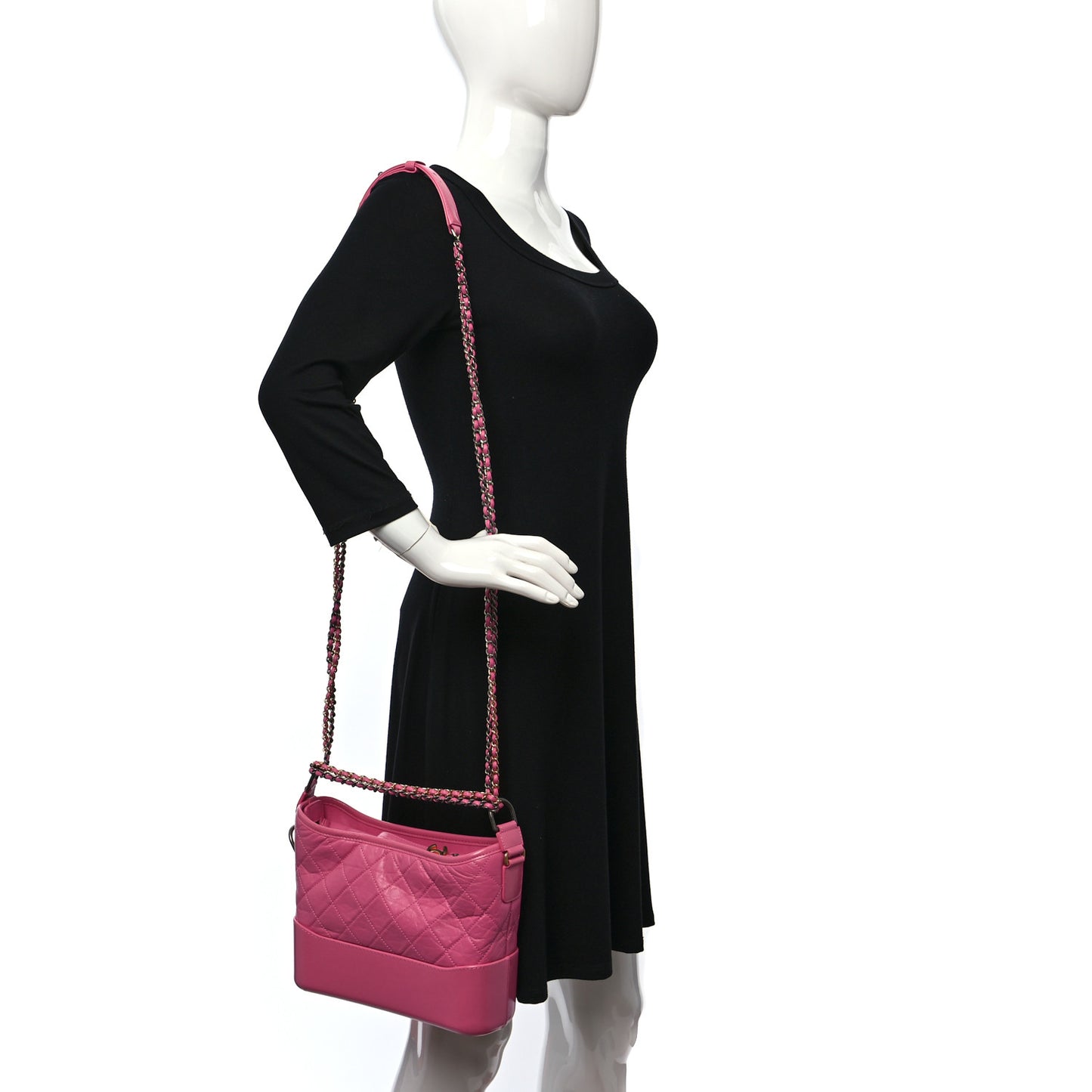 Aged Calfskin Quilted Medium Gabrielle Hobo Pink