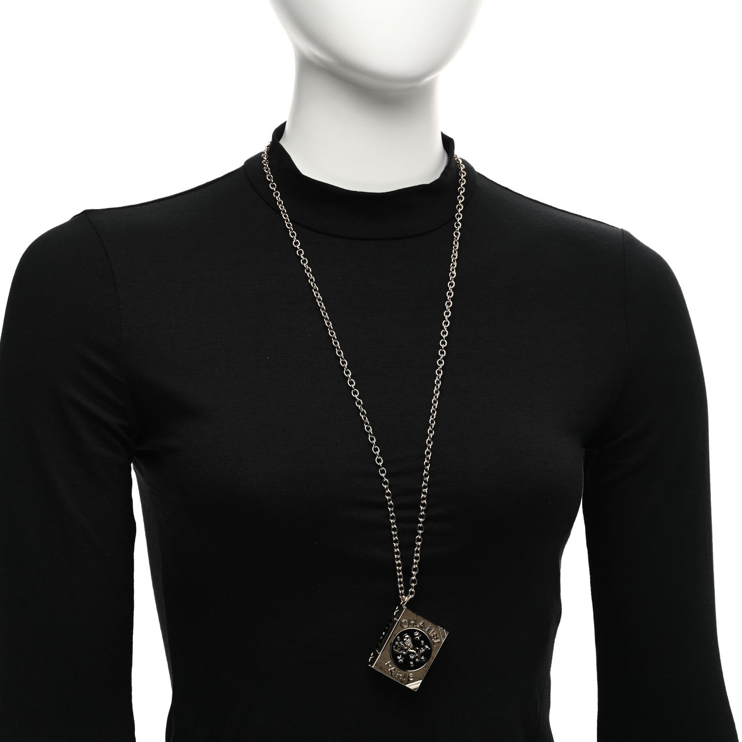 Metal CC Lion Book Locket Necklace Gold