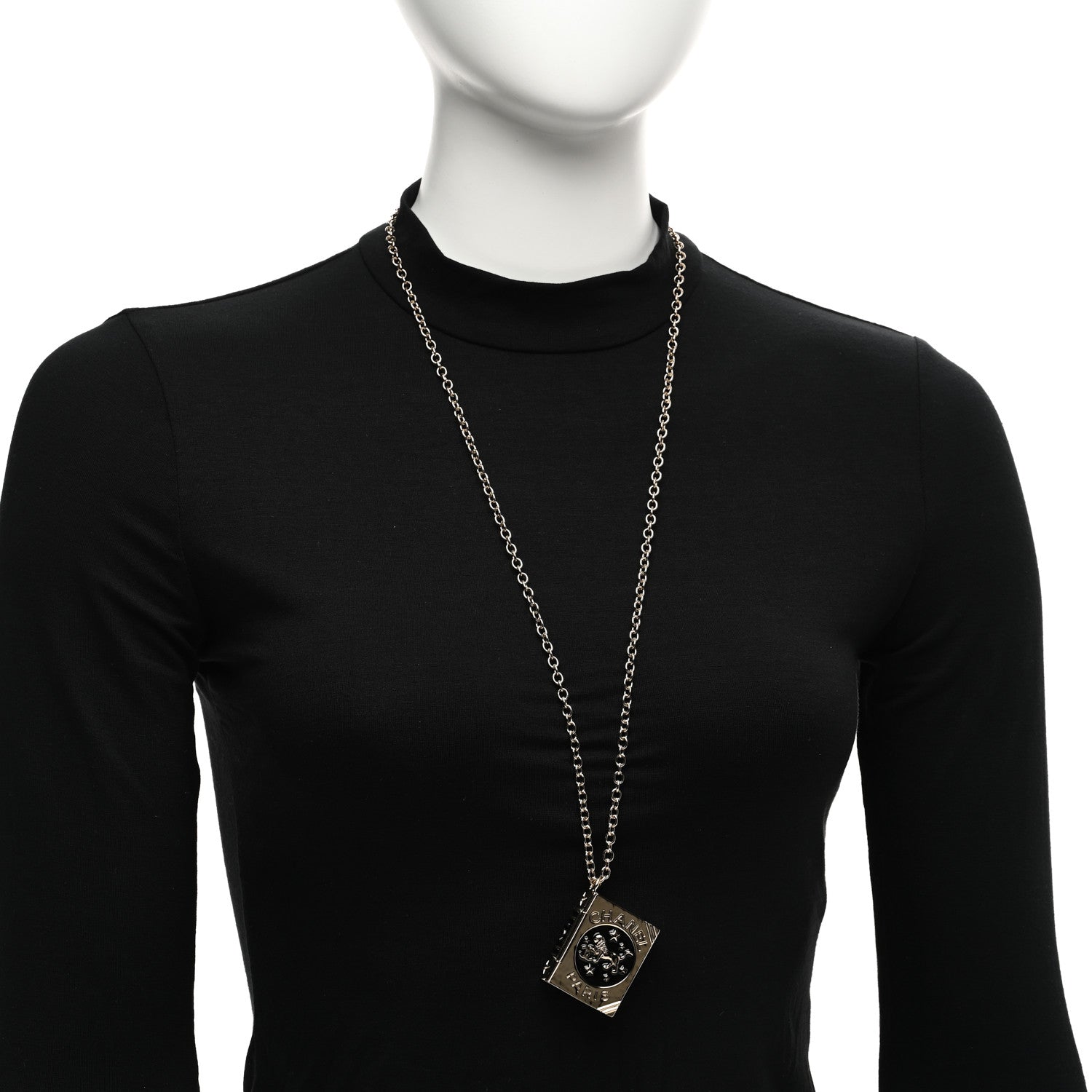 Chanel Metal CC Lion Book Locket Necklace Gold 2 of 6