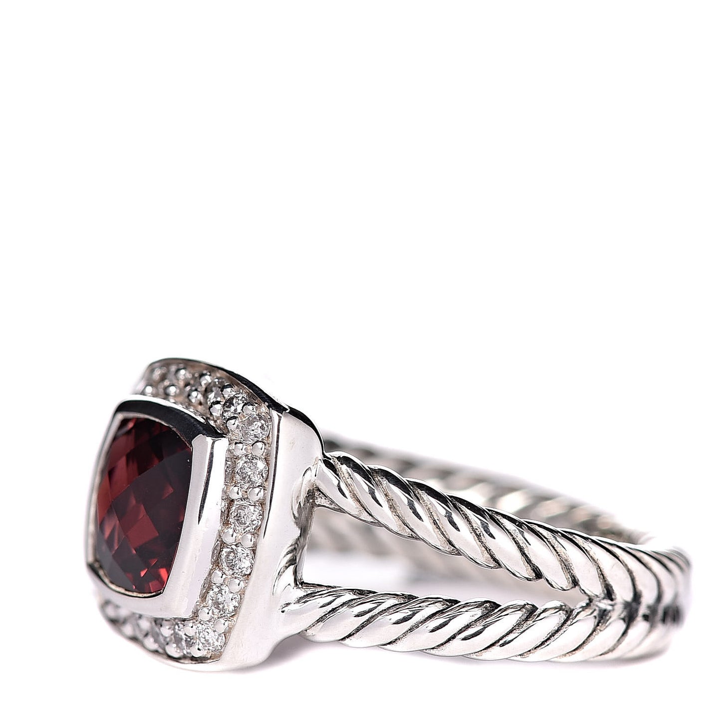 Sterling Silver Diamond Garnet 7mm Petite Albion Ring 49 5