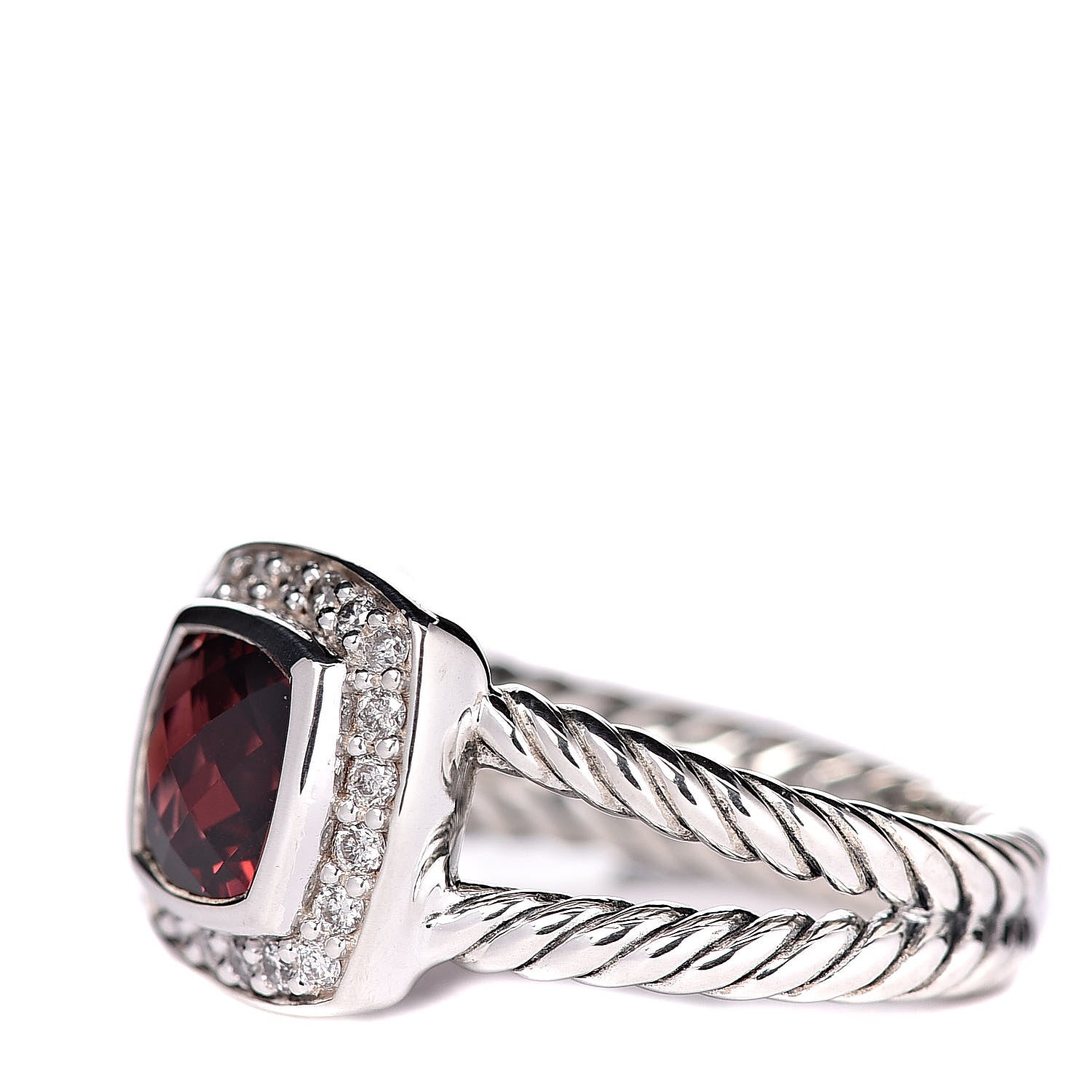 David Yurman Sterling Silver Diamond Garnet 7mm Petite Albion Ring 49 5 5 of 13