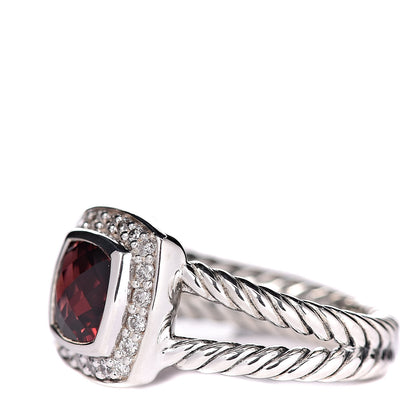 David Yurman Sterling Silver Diamond Garnet 7mm Petite Albion Ring 49 5 5 of 13