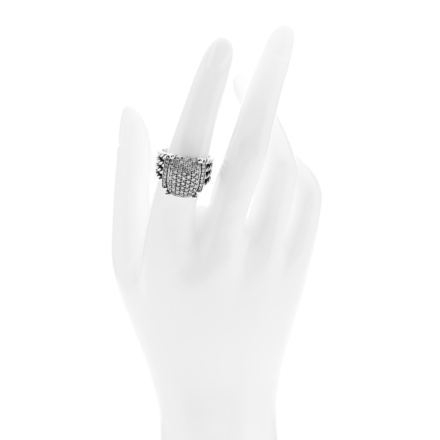 David Yurman Sterling Silver Diamond 16mm Wheaton Ring 54 7 2 of 6