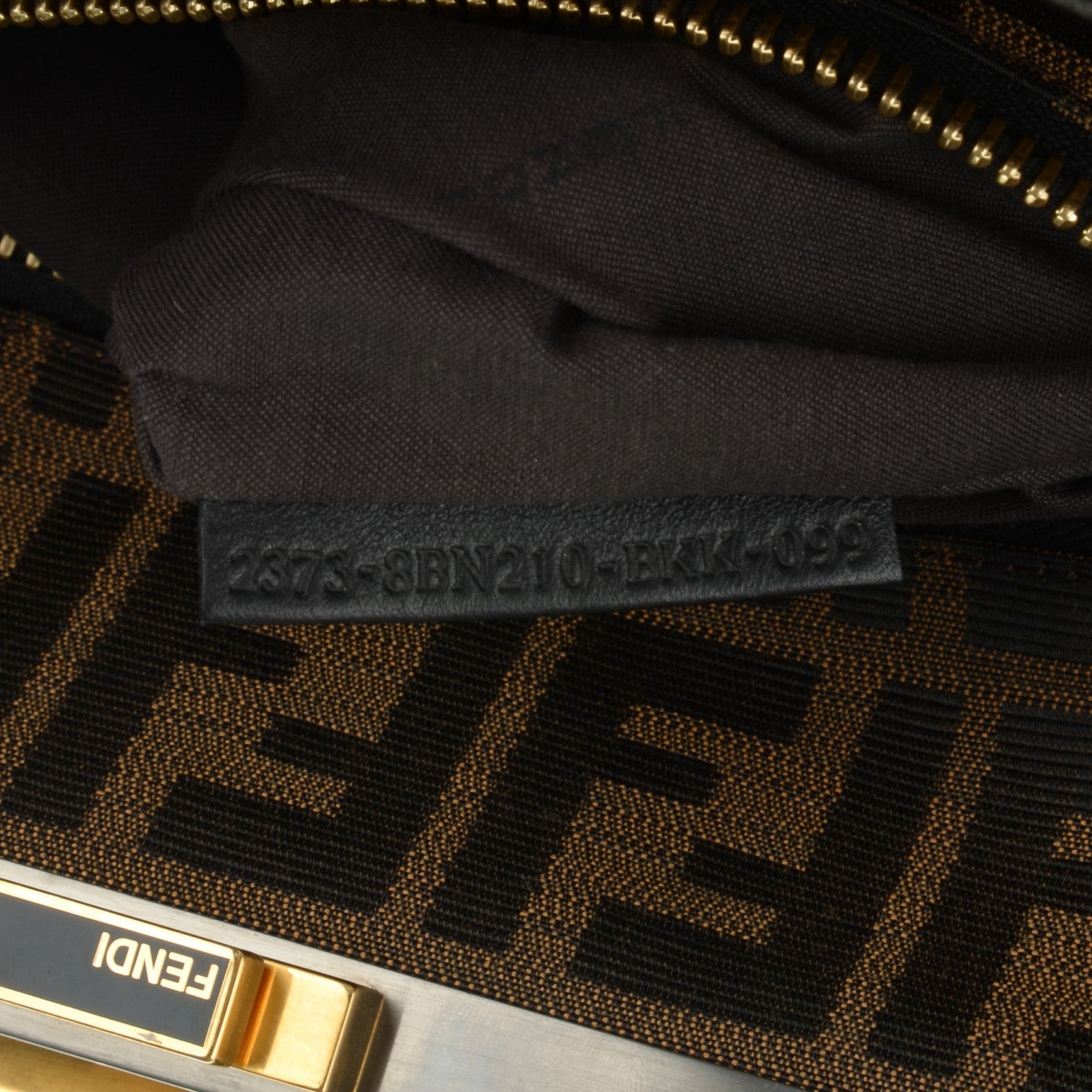 Fendi Goatskin Zucca Large Peekaboo Iconic Satchel Black Tobacco 7 of 7