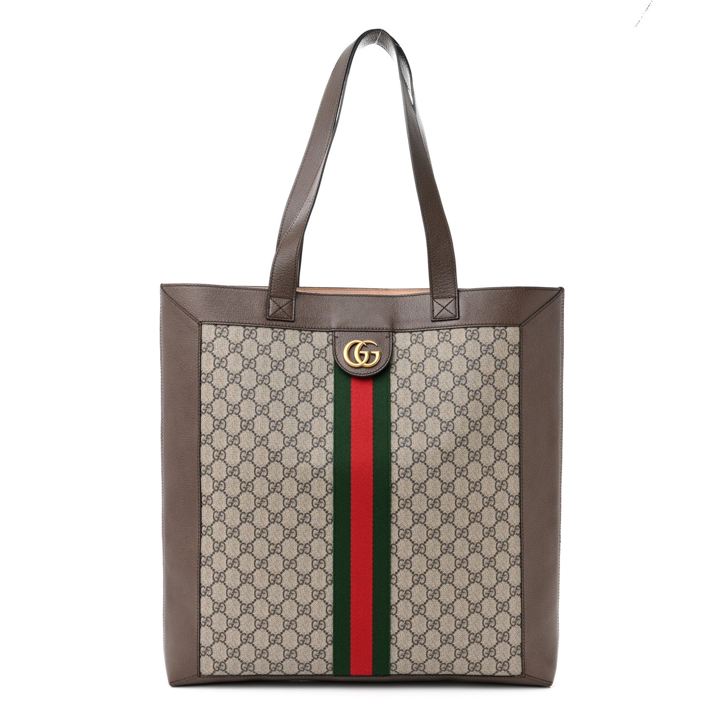 GG Supreme Monogram Web Large Ophidia Vertical Shopping Tote Brown