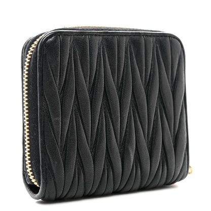 Miu Miu Nappa Matelasse Zip Around Compact Wallet Black 3 of 10