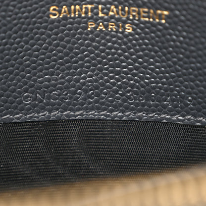 Saint Laurent Grain De Poudre Matelasse Chevron Monogram Envelope Chain Wallet Dark Smog 7 of 13