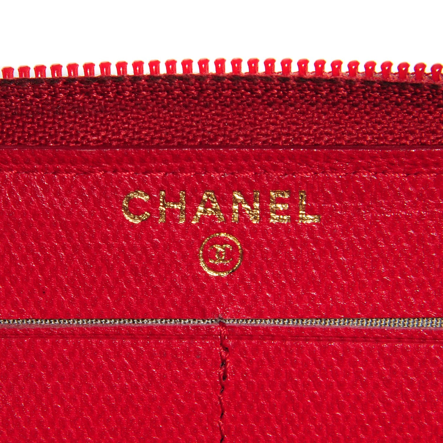 Chanel Textured Calfskin Zip Around Wallet Red 6 of 9