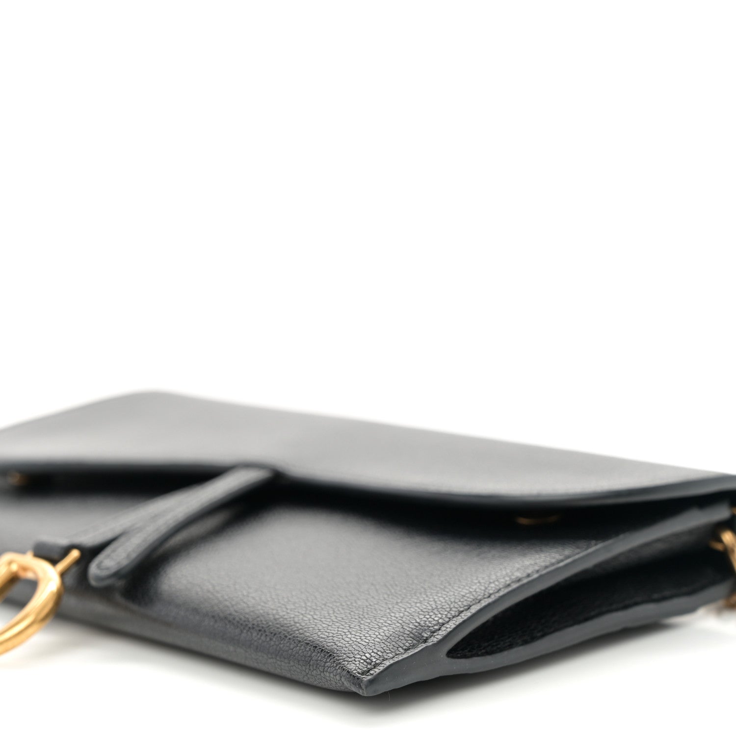 Christian Dior Goatskin Saddle Long Wallet With Chain Black 11 of 12