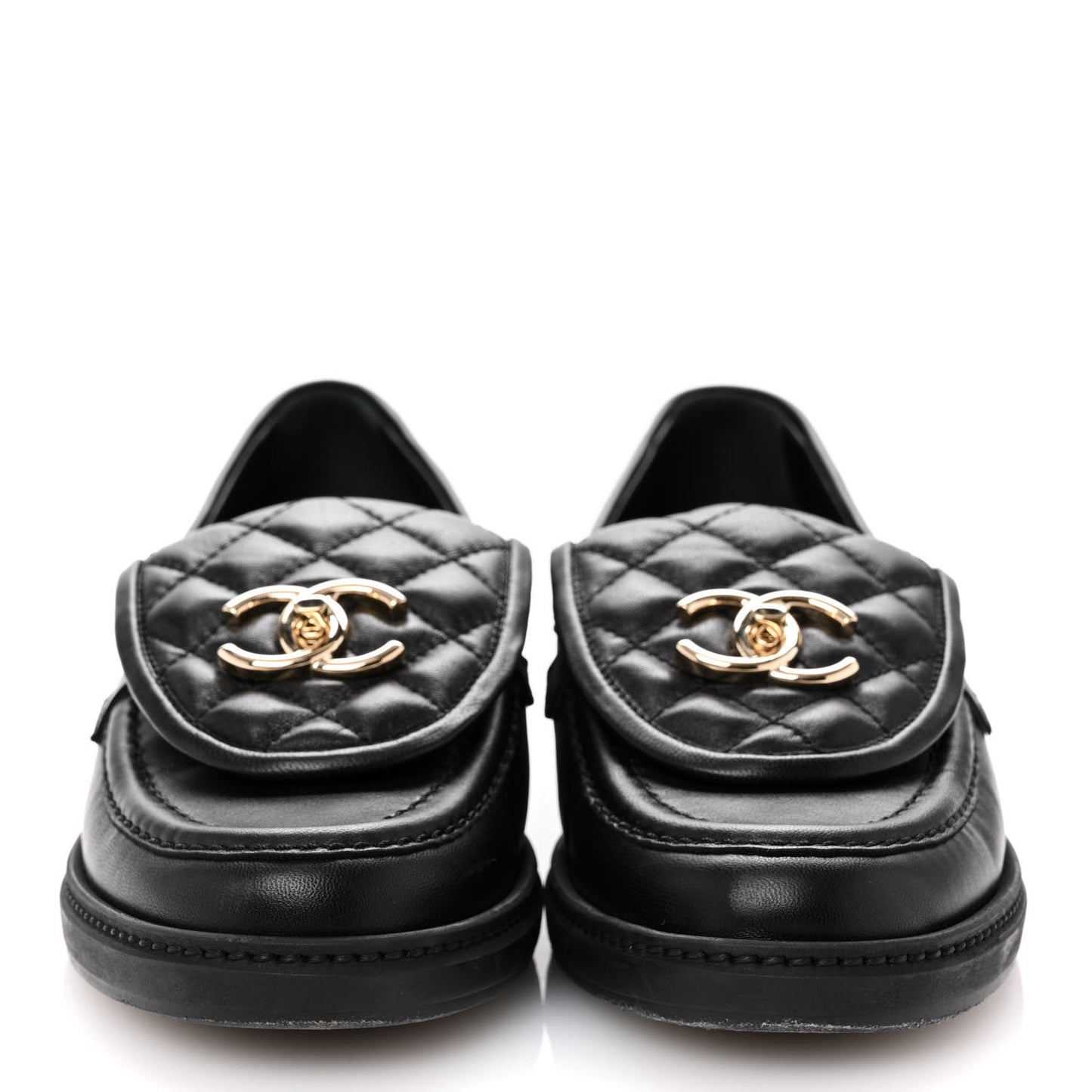 Lambskin Quilted CC Turnlock Loafers 36 Black