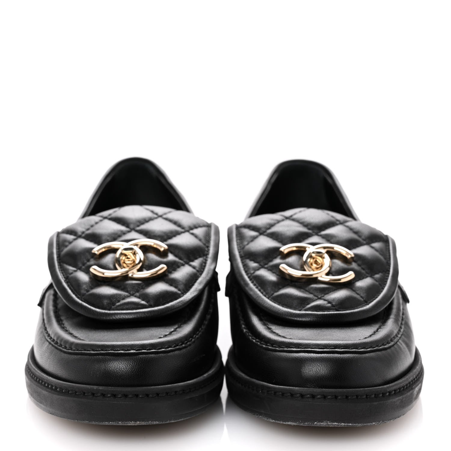 Chanel Lambskin Quilted CC Turnlock Loafers 36 Black 3 of 11