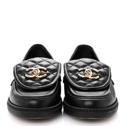 Chanel Lambskin Quilted CC Turnlock Loafers 36 Black 3 of 11
