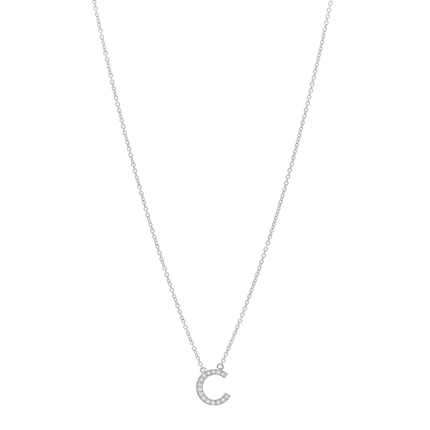 Tiffany Platinum Diamond Letters C Pendant Necklace 1 of 5