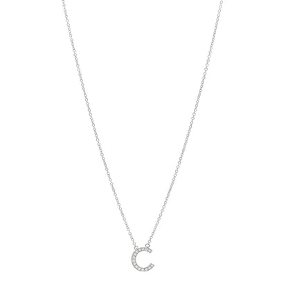 Tiffany Platinum Diamond Letters C Pendant Necklace 1 of 5