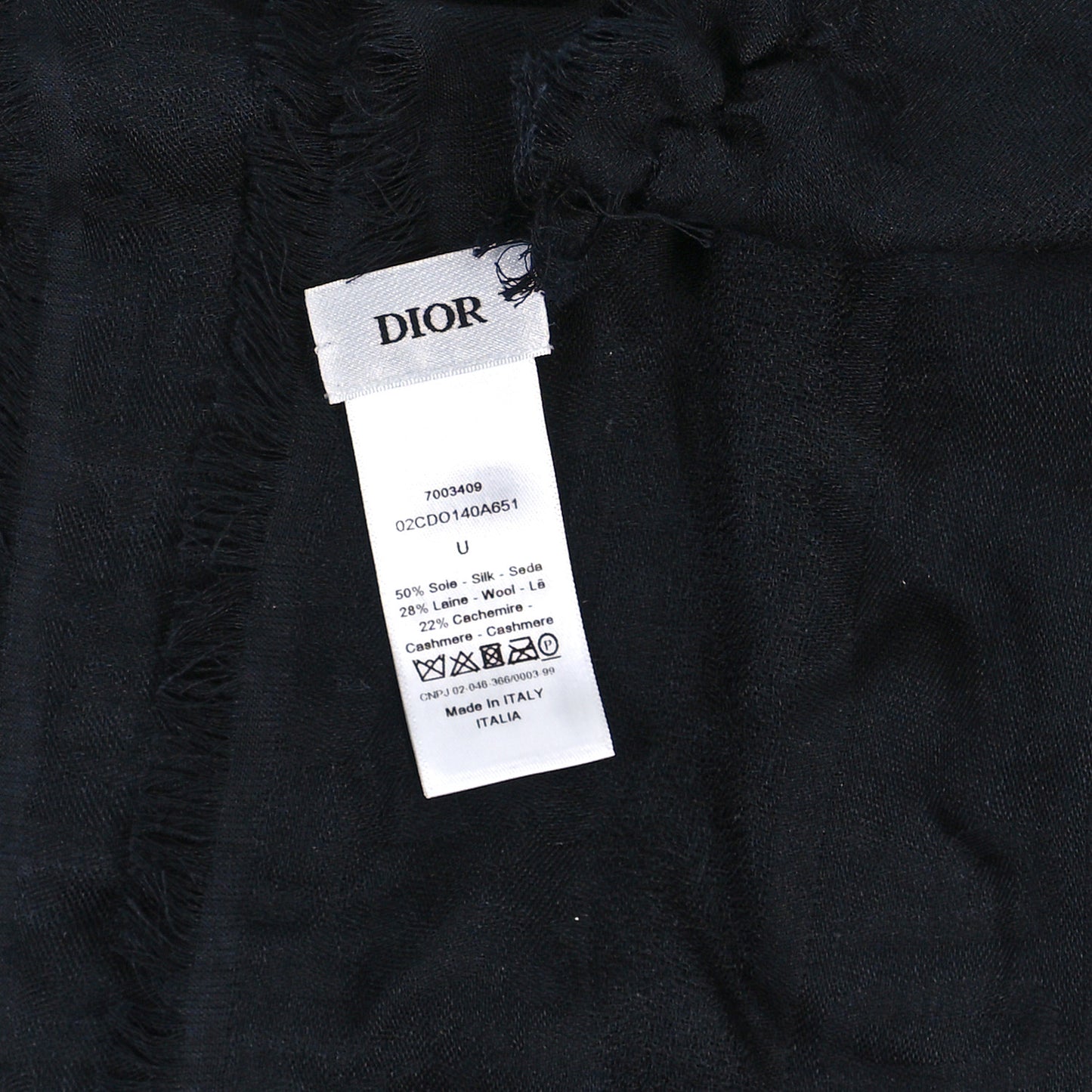 Wool Silk Oblique Shawl Black