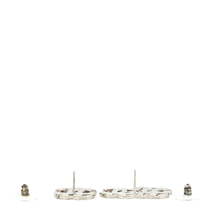 Chanel Baguette Crystal Double CC Earrings Silver 3 of 5