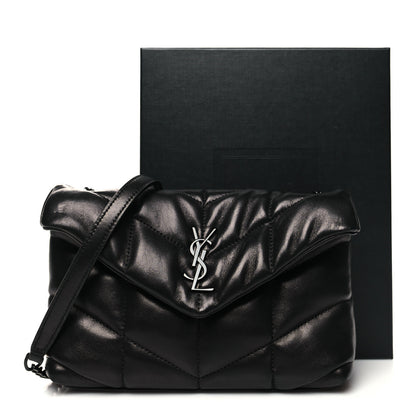 Saint Laurent Lambskin Quilted Toy Loulou Puffer Monogram Chain Satchel Black 11 of 11