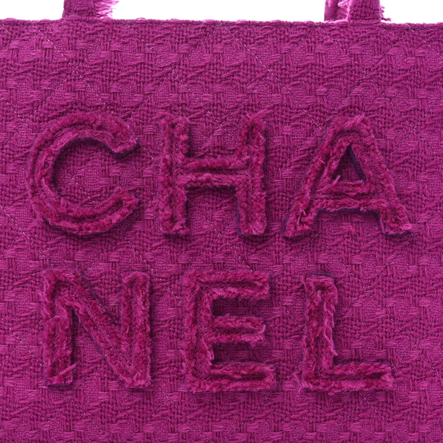 Chanel Wool Tweed Large Zipped Shopping Tote Magenta 8 of 11